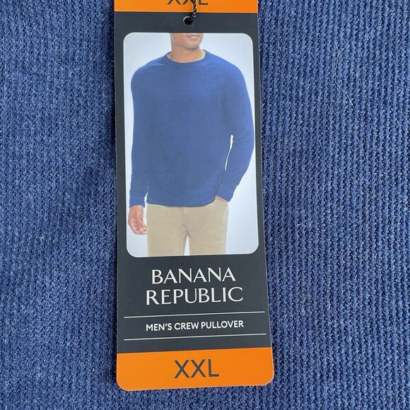 Banana Republic Mens Crew Neck Pullover Sweater Navy Blue Size XXL 2XL New - Picture 3 of 11